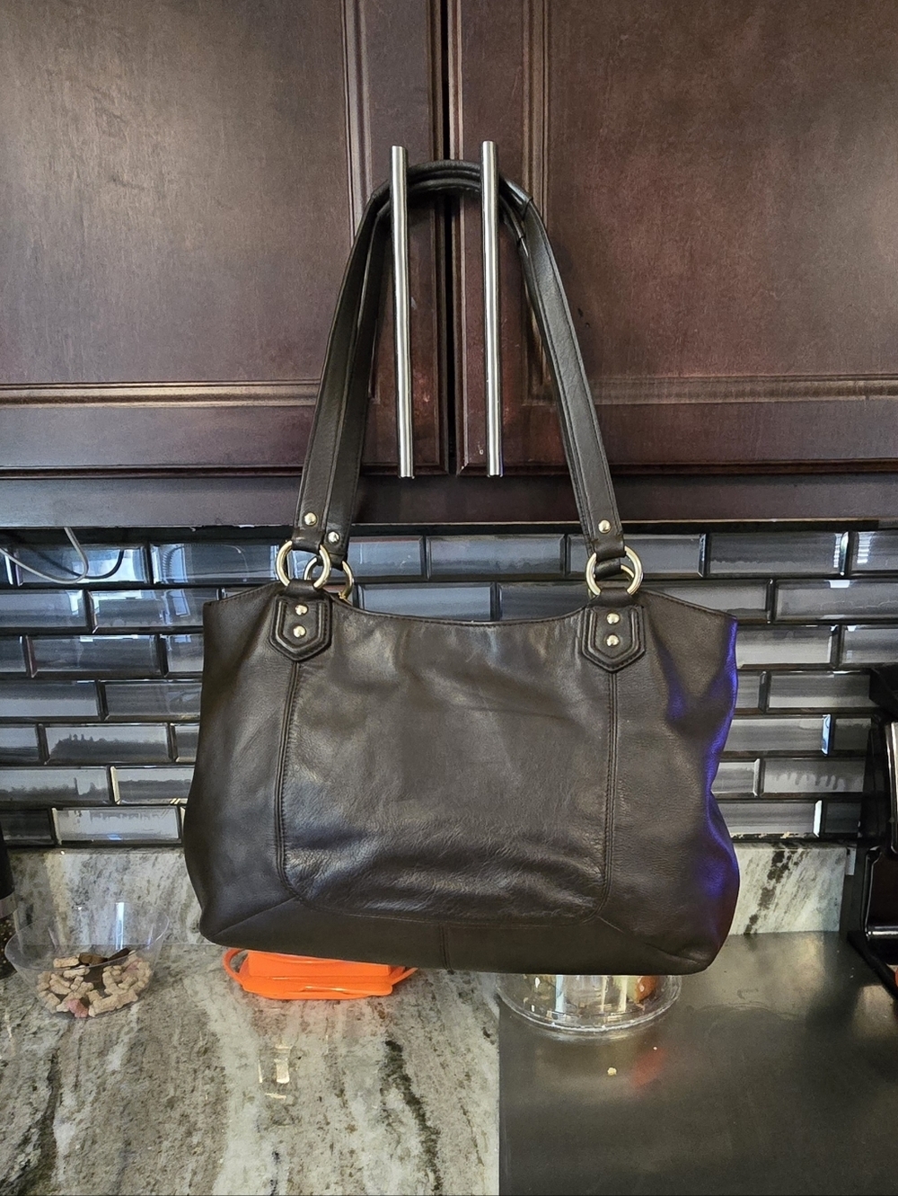 AuthenticCoach Brown Leather Tote with Gold Hardware and 2 Coach Hangtags - Picture 4 of 4
